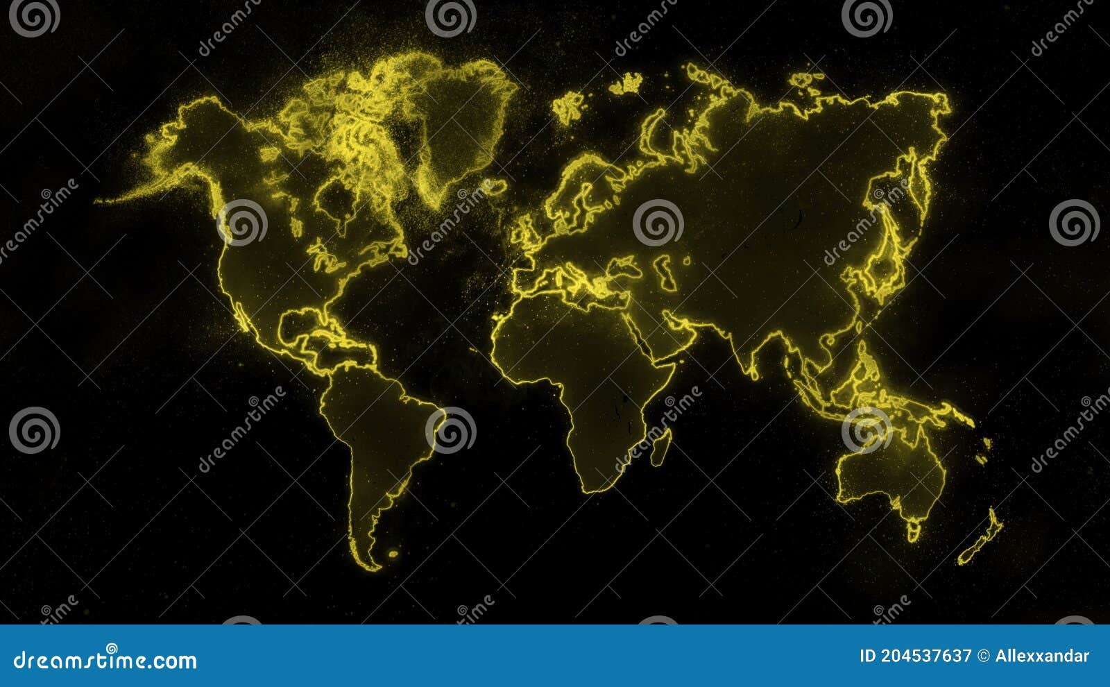 colorful worldÃÂ mapÃÂ on dark background, yellowÃÂ glowing world map
